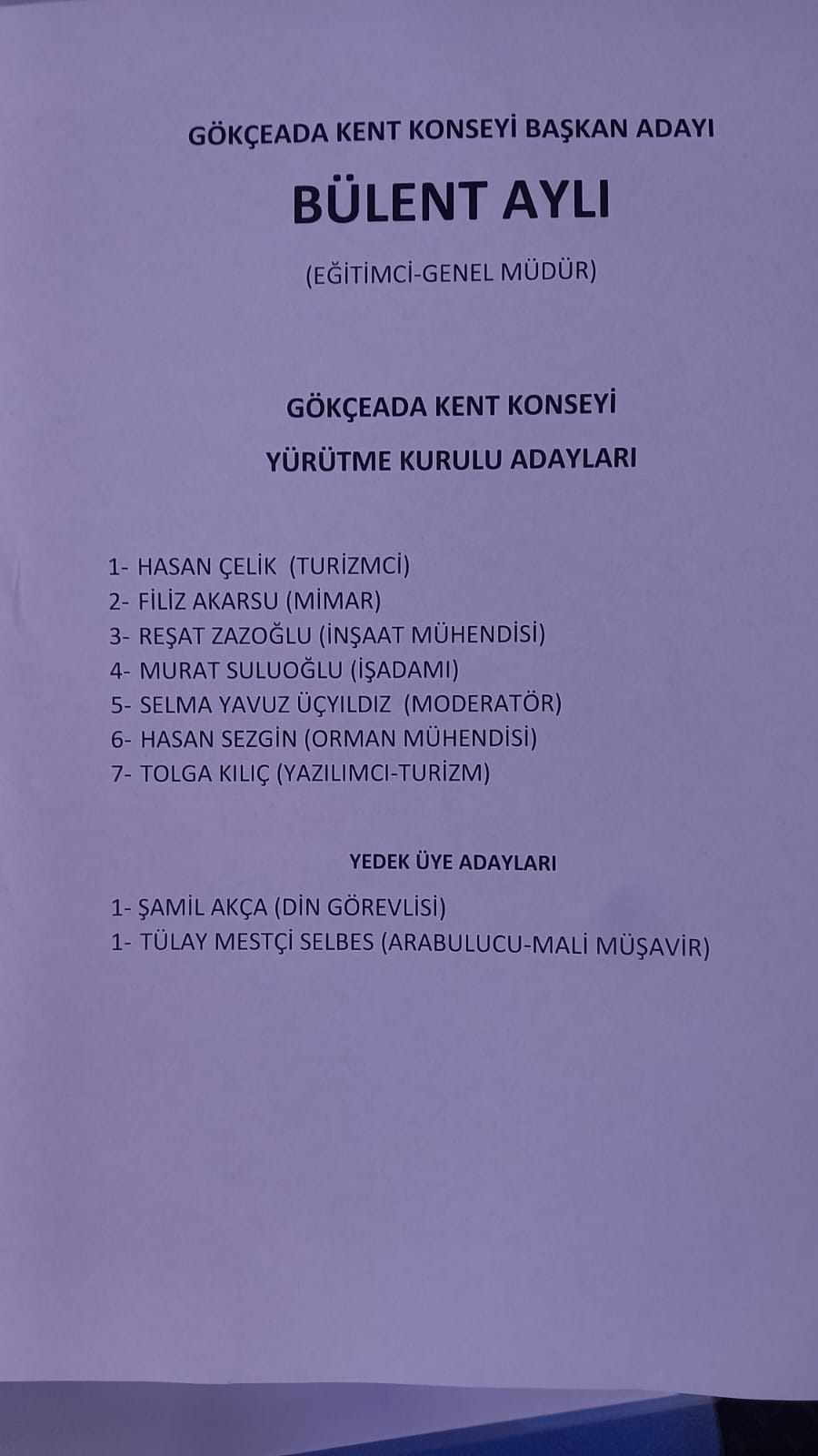 Gökçeada Kent Konseyi seçimlerinde Bülent Aylı yeniden başkan seçildi