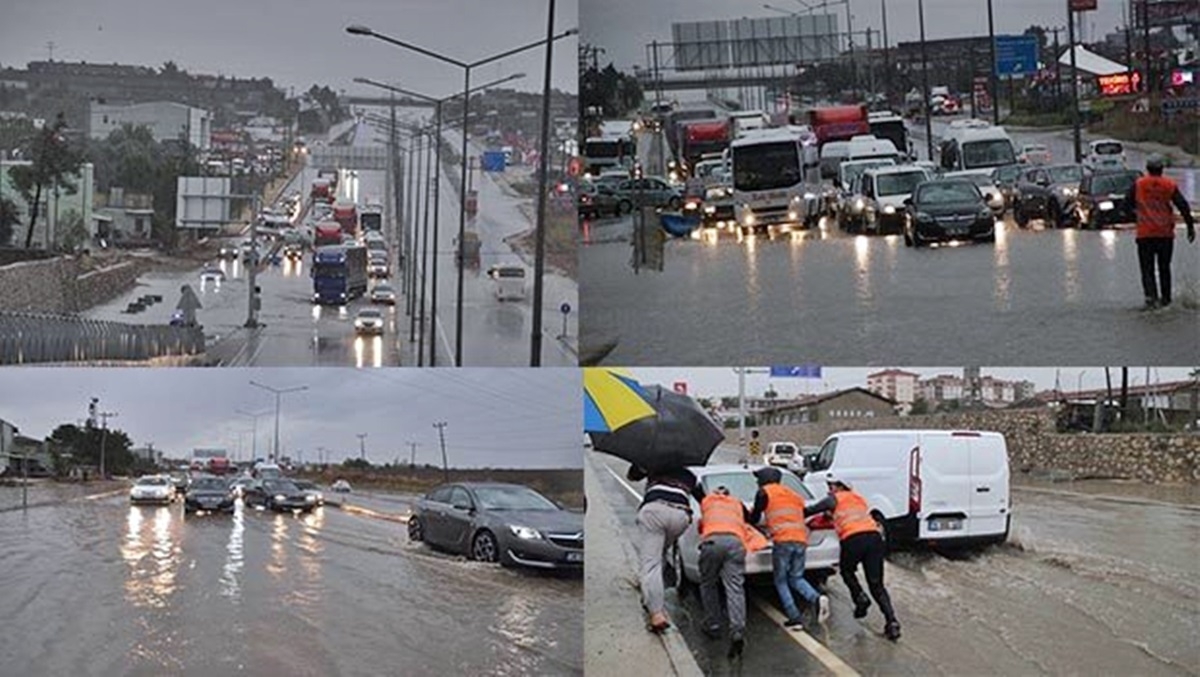 İstanbul- Çanakkale yolu sular altında kaldı