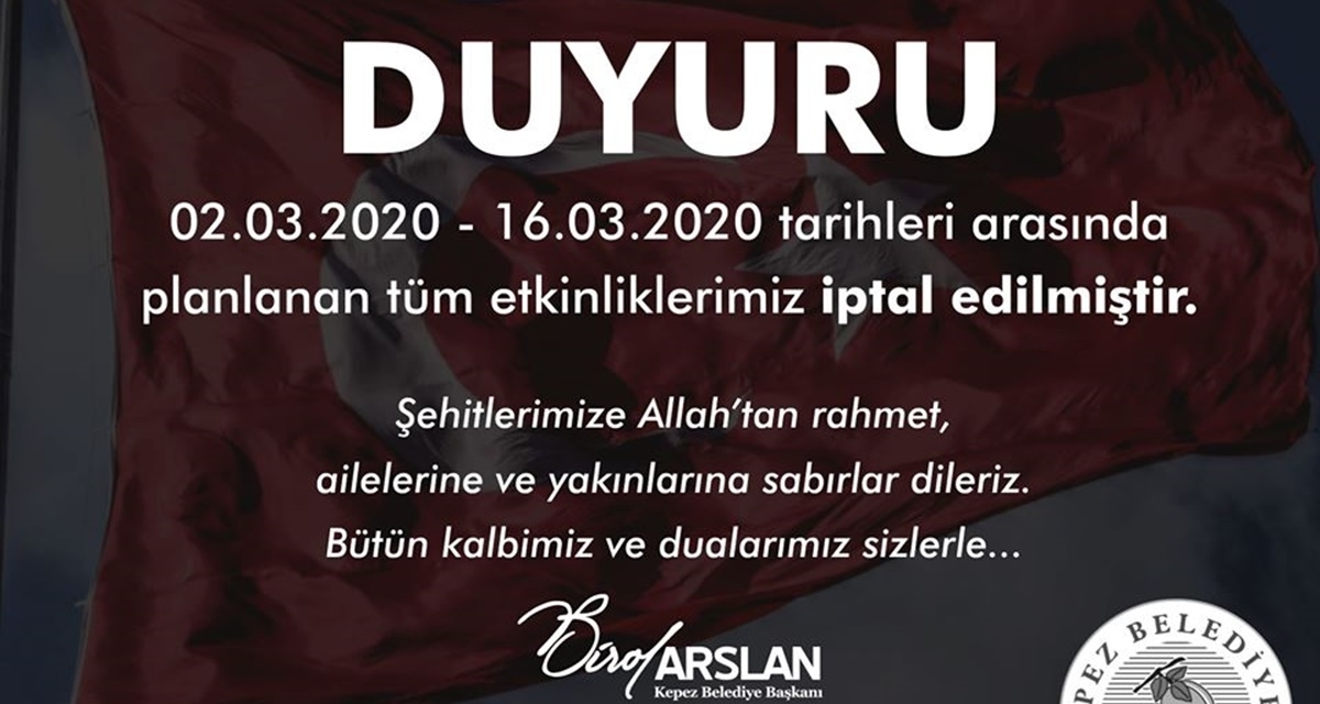 Kepez’de tüm etkinlikler iptal edildi