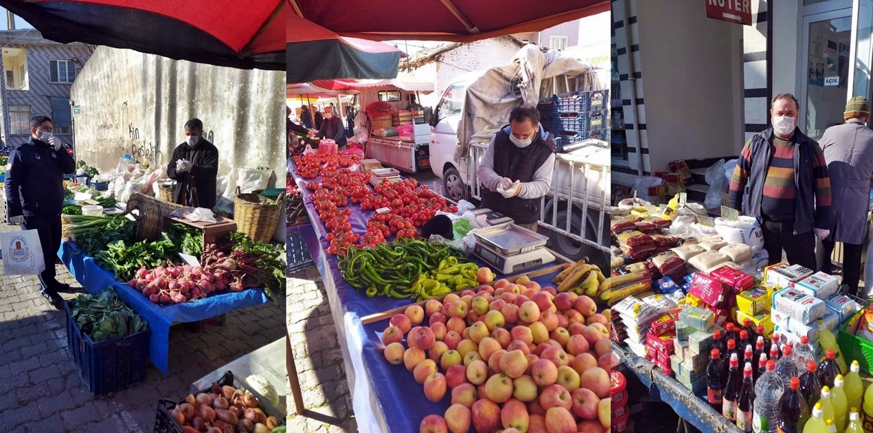 Pazar esnafına maske dağıtıldı