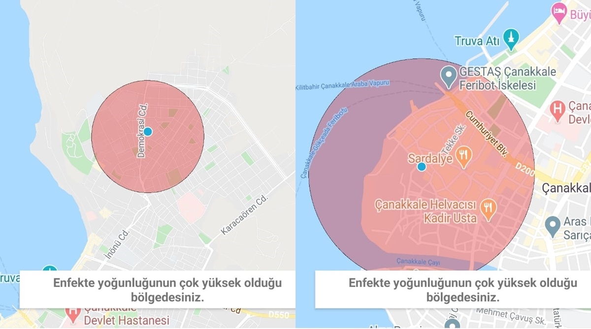Çanakkale&#039;nin enfekte bölgeleri o uygulamada!
