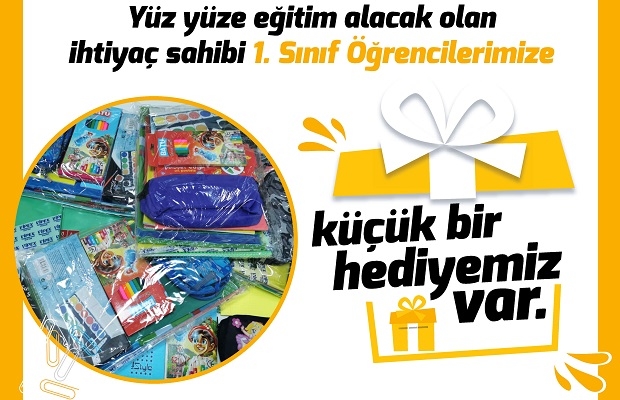 1’inci sınıf öğrencilerine belediyeden hediye