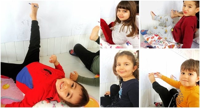 Küçük ayaklar resim yaptı (videolu haber)