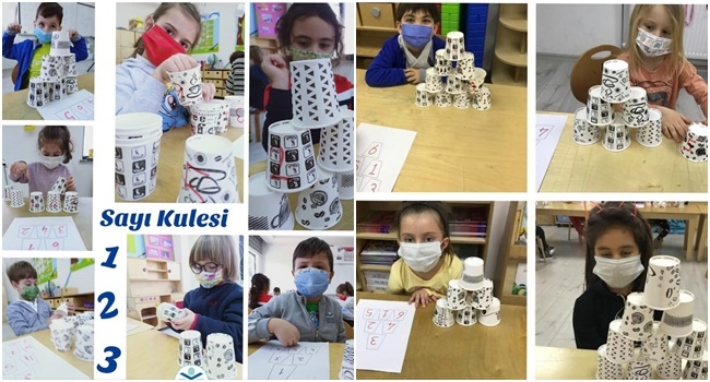 Montessori ile sayı kulesi oyunu oynadılar
