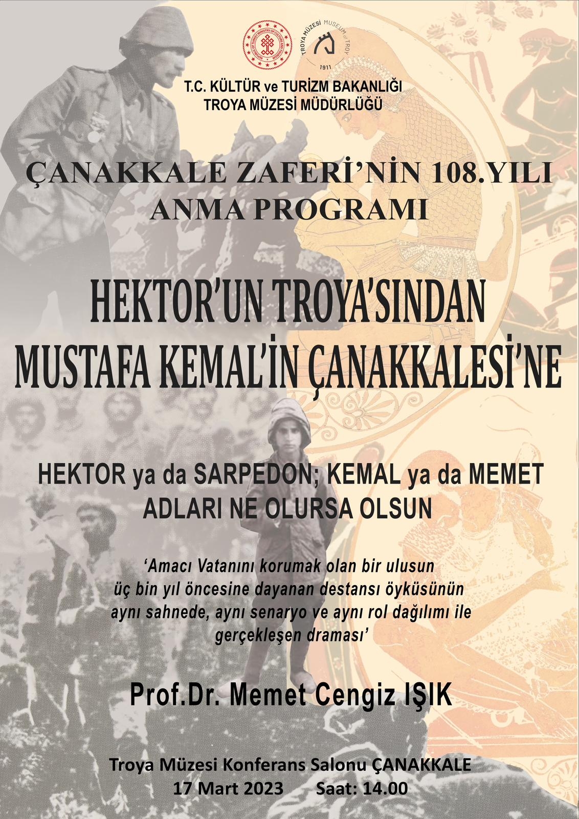“Hektor’un Troya’sından Mustafa Kemal’in Çanakkale’sine” konferansı gerçekleşecek