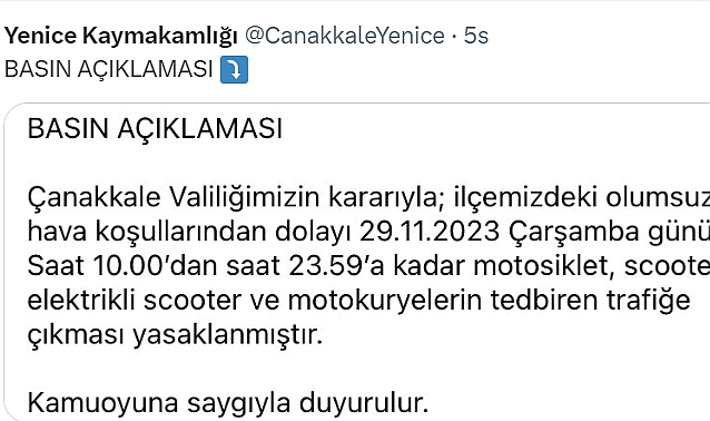 Yenice’de fırtına yasakları!..