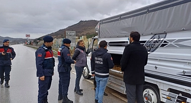 Çan'da yol kontrolü