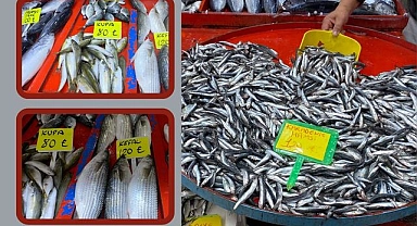 Pazarda balık tezgahlarına ilgi büyük