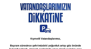 Biga Belediyesinden Bayram süresince otopark uyarısı