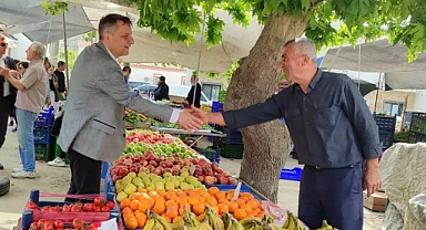 Özgür Ceylan ve İlçe Örgütü Belediye Başkanı Bülent Ecevit Atalay'ı ziyaret etti