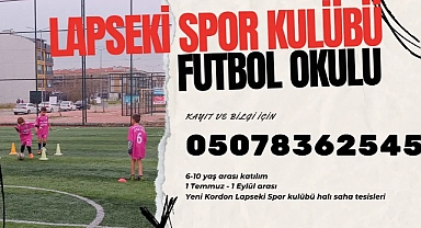 Lâpseki Spordan yaz futbol okulu duyurusu