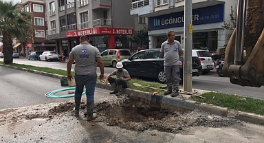 Su borusu patlağına belediye ekiplerinden hızlı müdahale