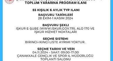 Toplum yararına program ilanı başvurusunu duyurdu