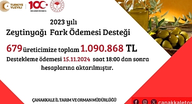 Çanakkale'de 2023 yılı zeytinyağı fark ödemesi hesaplara aktarıldı