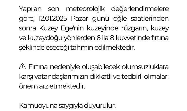 Kuzey Ege'de Fırtına Uyarısı!