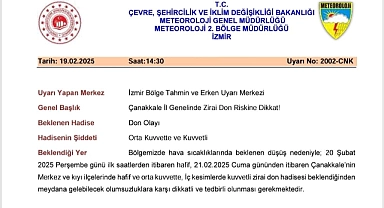 Çanakkale Valiliği Uyardı! Zirai Don Tehlikesine Dikkat!