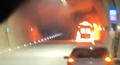 Assos ve Troya Tünellerinde seyir halindeki Ambulans alev aldı