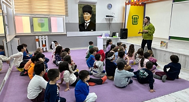 Çanakkale'de Anaokulu öğrencileri ile çocuk kitap yazarı Işık Uzun Saraç buluştu