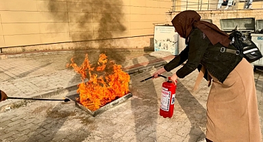 Biga Belediyesi personeline yangın söndürme eğitimi verildi