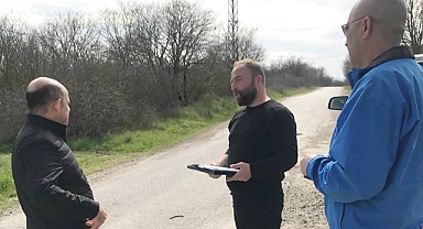 Çan Kaymakamı Nebioğlu, sıcak asfalt yapılacak köylerde incelemelerde bulundu