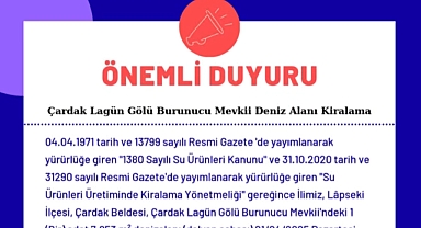 Çardak Lagün Gölü’nde deniz alanı kiraya veriliyor!