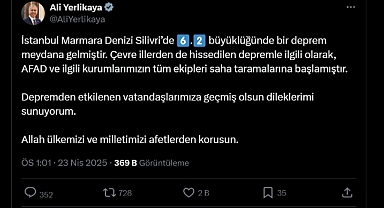 İçişleri Bakanı Ali Yerlikaya’dan Deprem Açıklaması