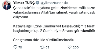 Adalet Bakanı Yılmaz Tunç Ezine'deki kazada adli soruşturma başlatıldığını açıkladı