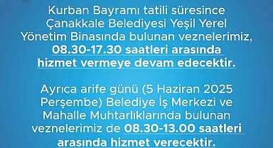 Çanakkale'de bayram tatili boyunca vezne hizmeti