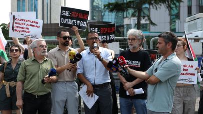 Gazetecilerden İsrail Konsolosluğu önünde çağrı