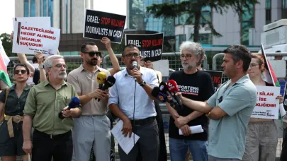Gazetecilerden İsrail Konsolosluğu önünde çağrı