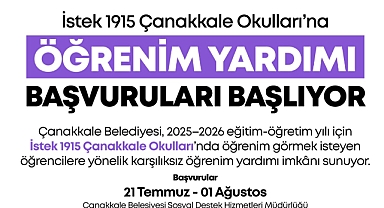 Çanakkale Belediyesi'nden İstek 1915 Çanakkale Okulları'na Öğrenim Yardımı