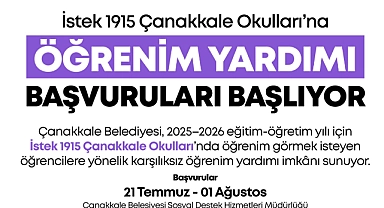 Çanakkale Belediyesi'nden İstek 1915 Çanakkale Okulları'na Öğrenim Yardımı