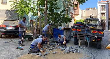 Hanım Sokak'ta üstyapı çalışması