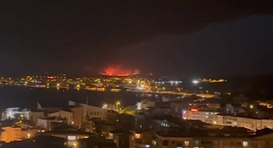 Şarköy'de çıkan yangın Lapseki'de görüntülendi