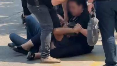 Bir erkek eski eşi tarafından cadde ortasında dövüldü