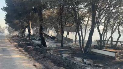 Bayramiç yangınına müdahale devam ediyor