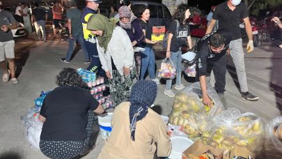 Bayramiç’te kadınlardan yangın söndürme ekiplerine destek