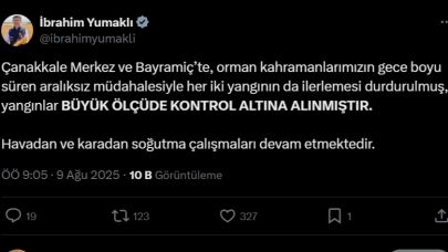 Çanakkale’deki yangınlar büyük ölçüde kontrol altında