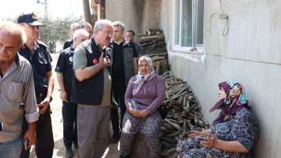 Vali Toraman yangın sonrası Saçaklı Köyü'nde