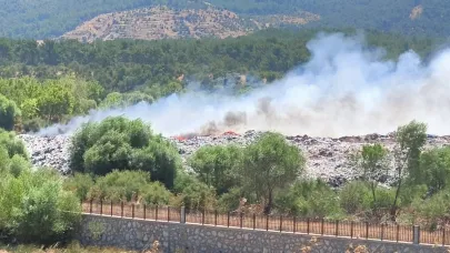 Ayvacık’ta çöplük alanda yangın başladı