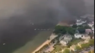 Çanakkale'de yangın havadan görüntülendi