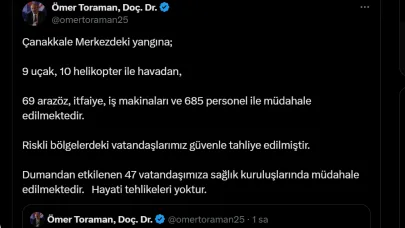 Çanakkale'de yangında 47 kişi dumandan etkilendi