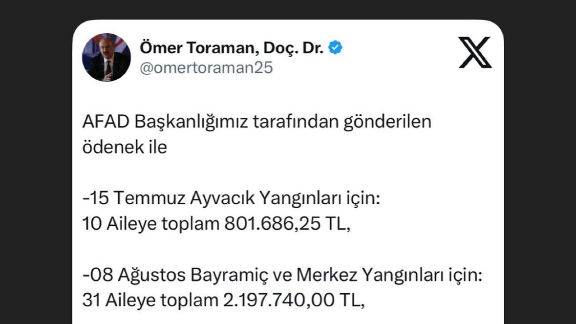 Çanakkale Yangın Mağdurlarına 5,28 Milyon TL Destek