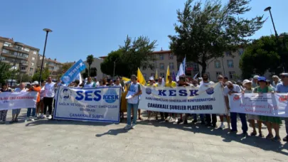 Kamu emekçileri Çanakkale’de iş bıraktı