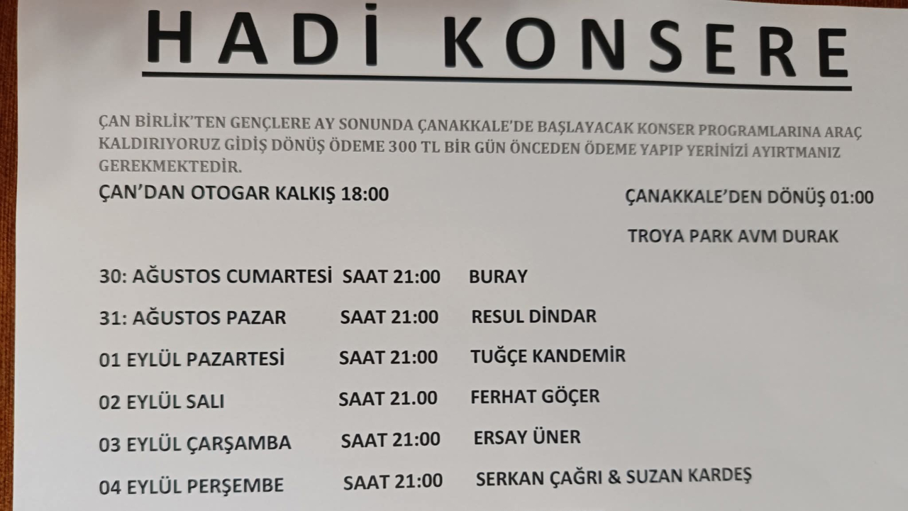 Çan Birlik’ten Kültür Yolu Festivali için ek sefer