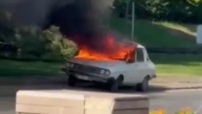 TBMM önünde beyaz Toros yakıldı