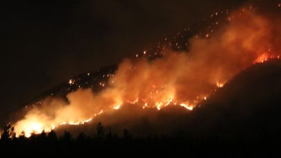 Denizli’de orman yangınına gece müdahalesi sürüyor