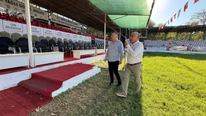 Başkan Semerci ve Vekil Ceylan, Çardak Güreş Sahasında İncelemelerde Bulundu