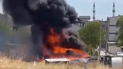Araç denetim istasyonu alev aldı