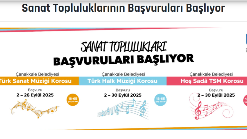 Çanakkale Belediyesi Sanat Topluluklarında yeni dönem başvuruları başlıyor